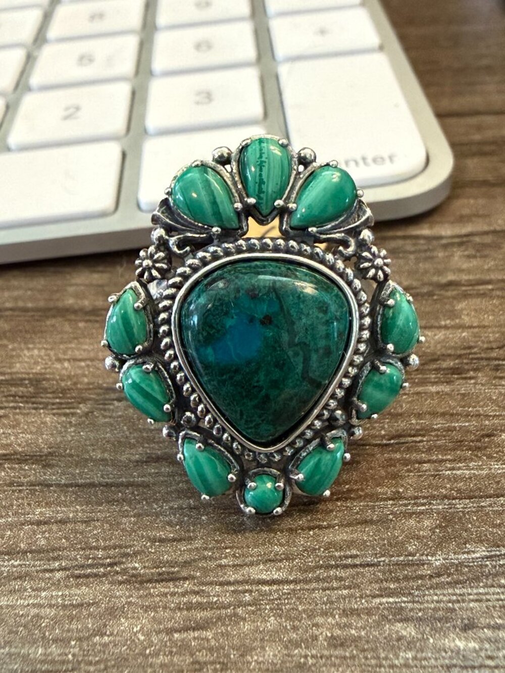 American West Sterling Silver Pear & Trillion Shape Gemstone Ring